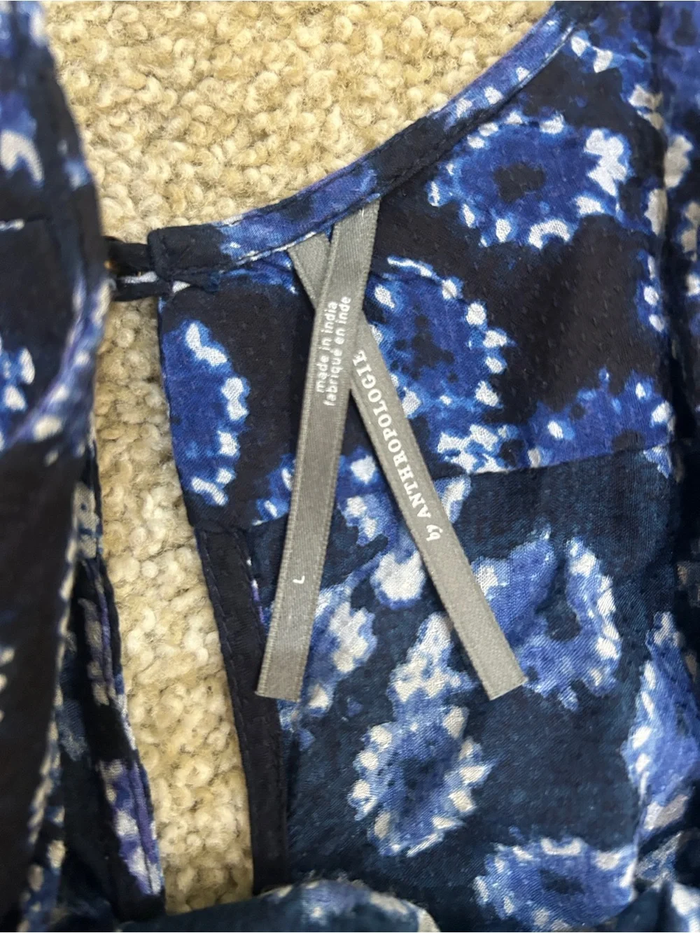 Anthropologie Navy Blue & white Scoop-Neck sleeveless wide-Leg Jumpsuit large